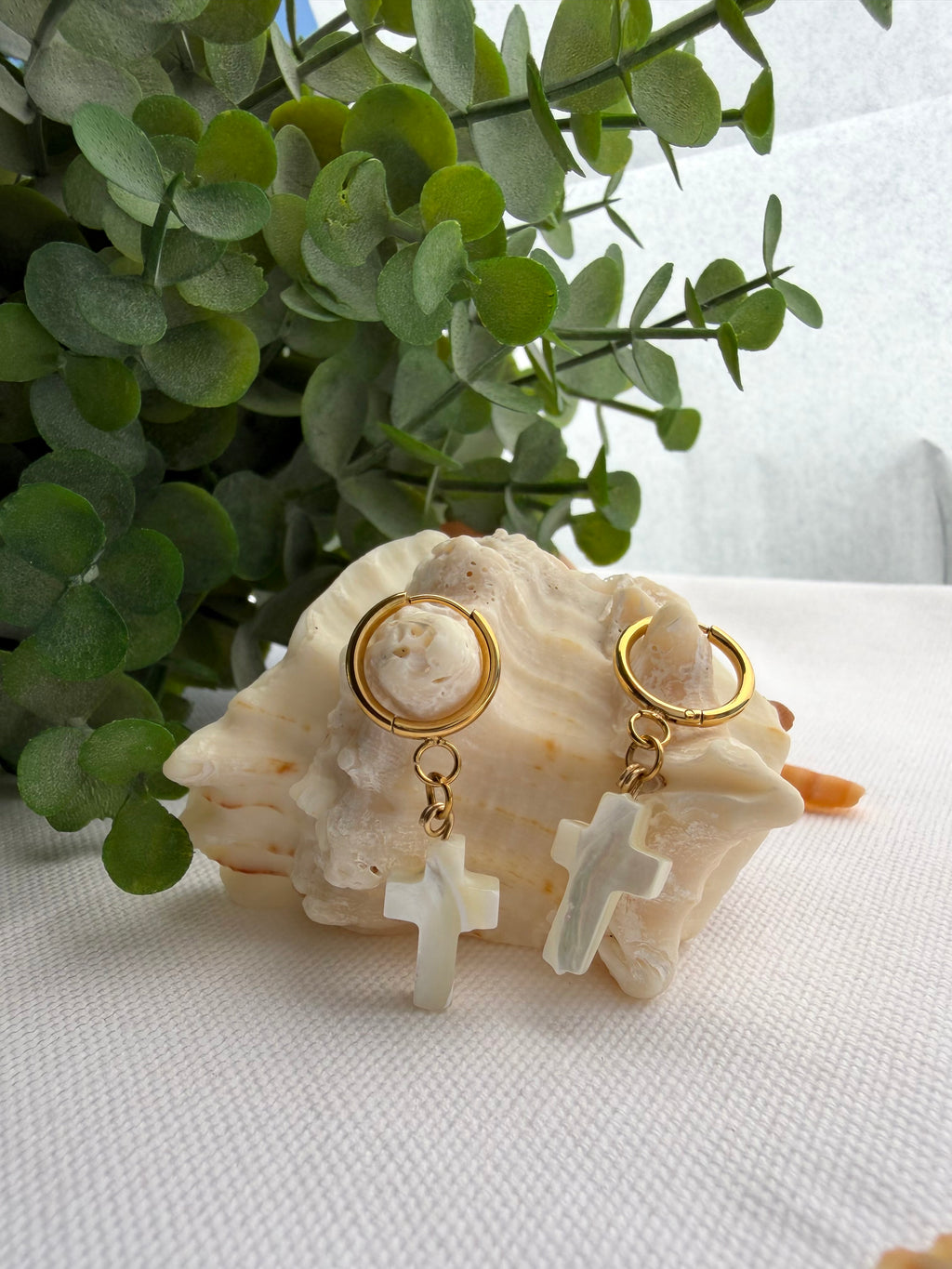 Pearl Cross Earrings