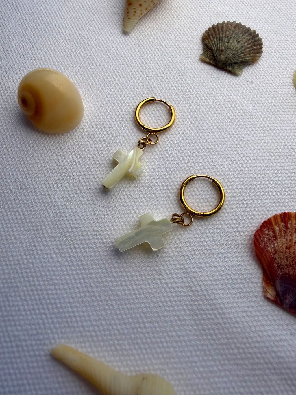 Pearl Cross Earrings