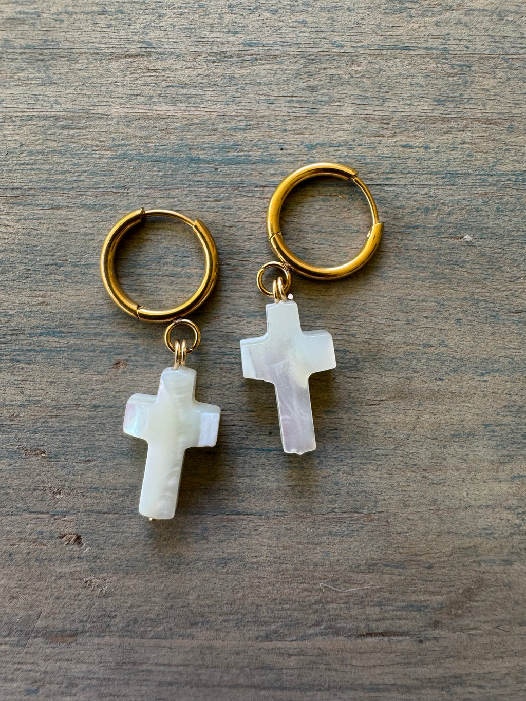 Pearl Cross Earrings