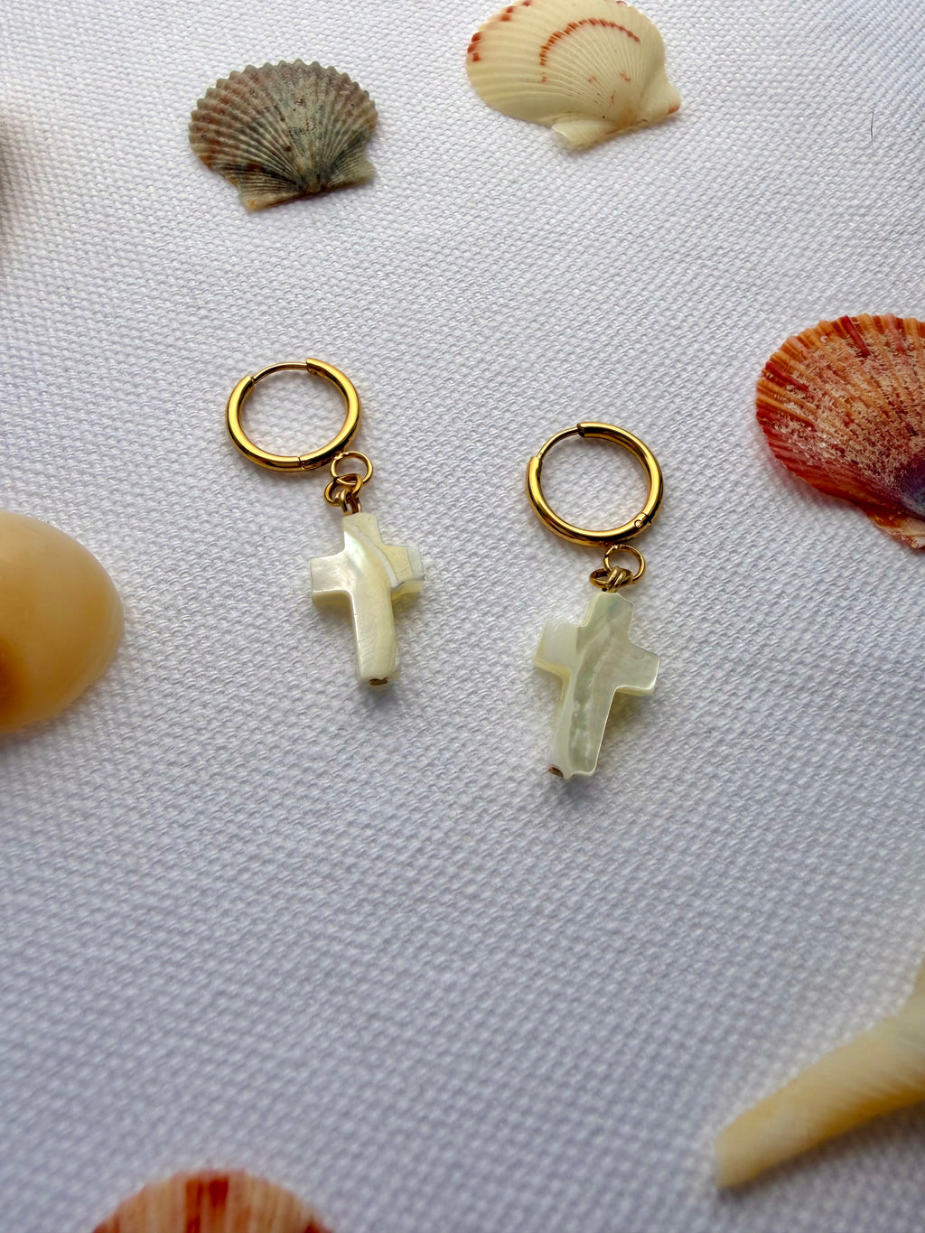 Pearl Cross Earrings