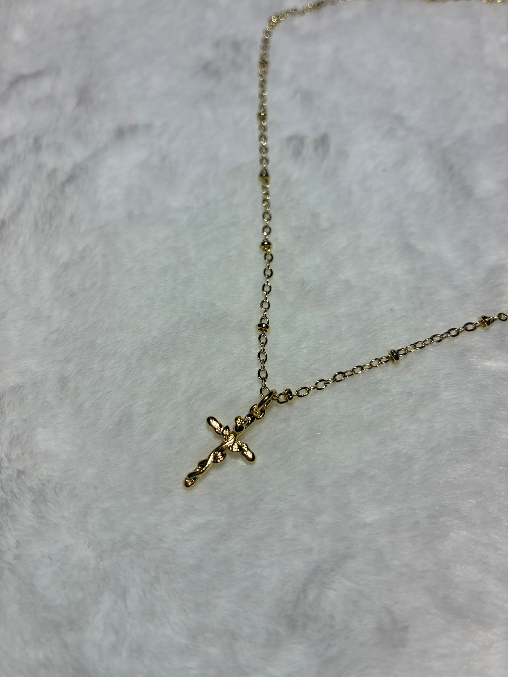Dainty Rose Cross Necklace