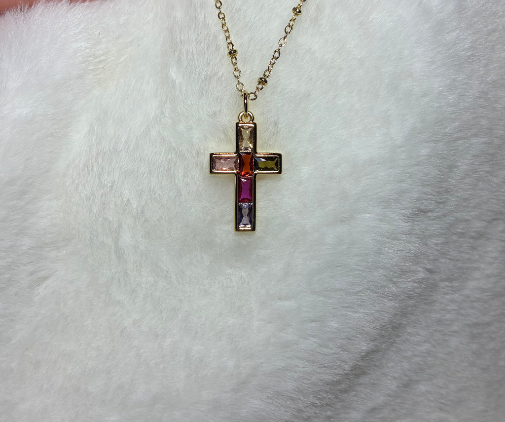 Multi Color Cross Necklace